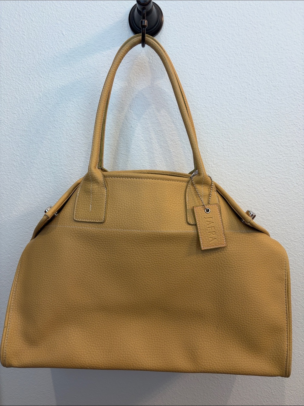 Jafra Mustard Leather Tote with Branded Tag